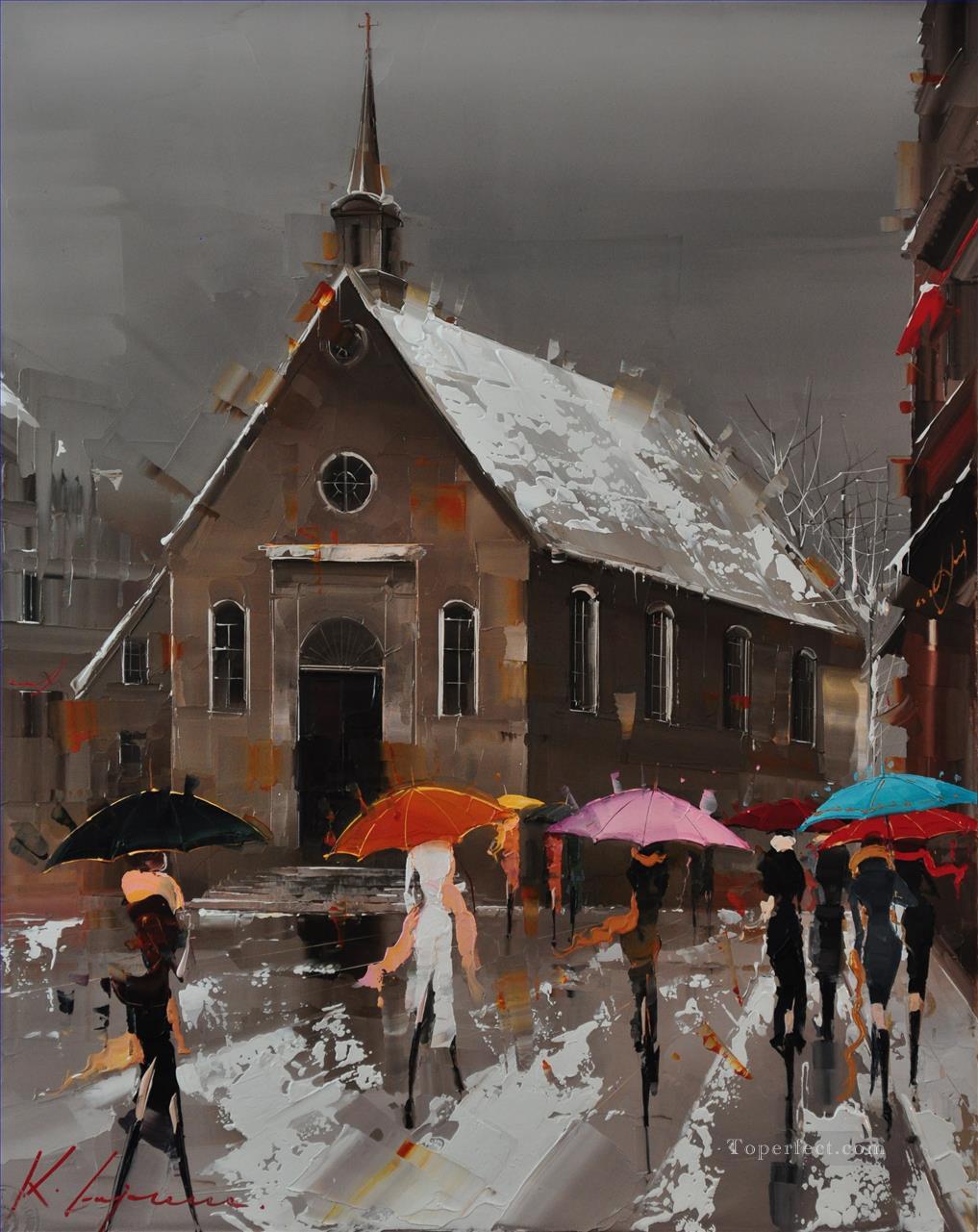 Kal Gajoum Paraguas de Quebec Pintura al óleo